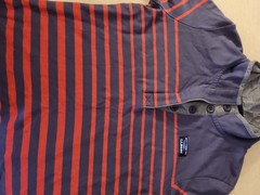 L.L.Bean womens M Regular Henley Long Sleeve Striped T-Shirt Blue Red Gray
