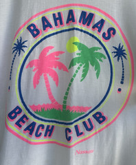 Vintage 80s Bahamas Beach Club Single Stitch T-Shirt Neon Palm Trees Large