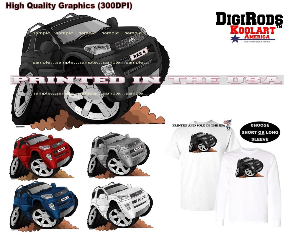DigiRods Toyota RAV4 RAV 4 SUV 4×4 Model Koolart Cartoon Car T Shirt S-5X