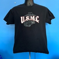 USMC Men’s Black Short Sleeve T-Shirt Size Medium Marines Logo Military Tee