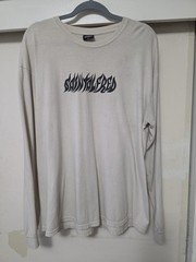 Saint Alfred Tattoo Spell Out Logo Long Sleeve Beige Pullover Shirt SZ XL