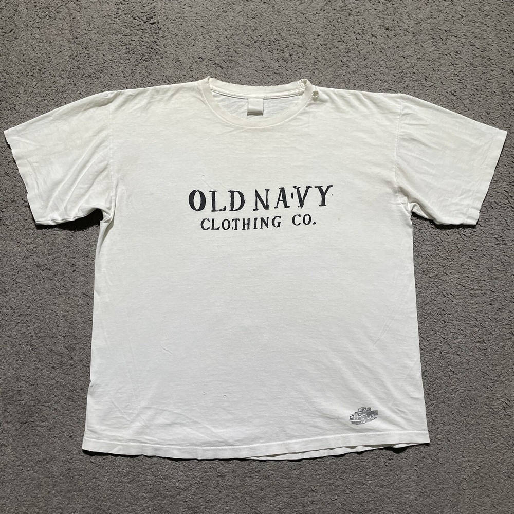 Vintage Old Navy T Shirt Mens Large White Single Stitch Distressed USA Made 1990