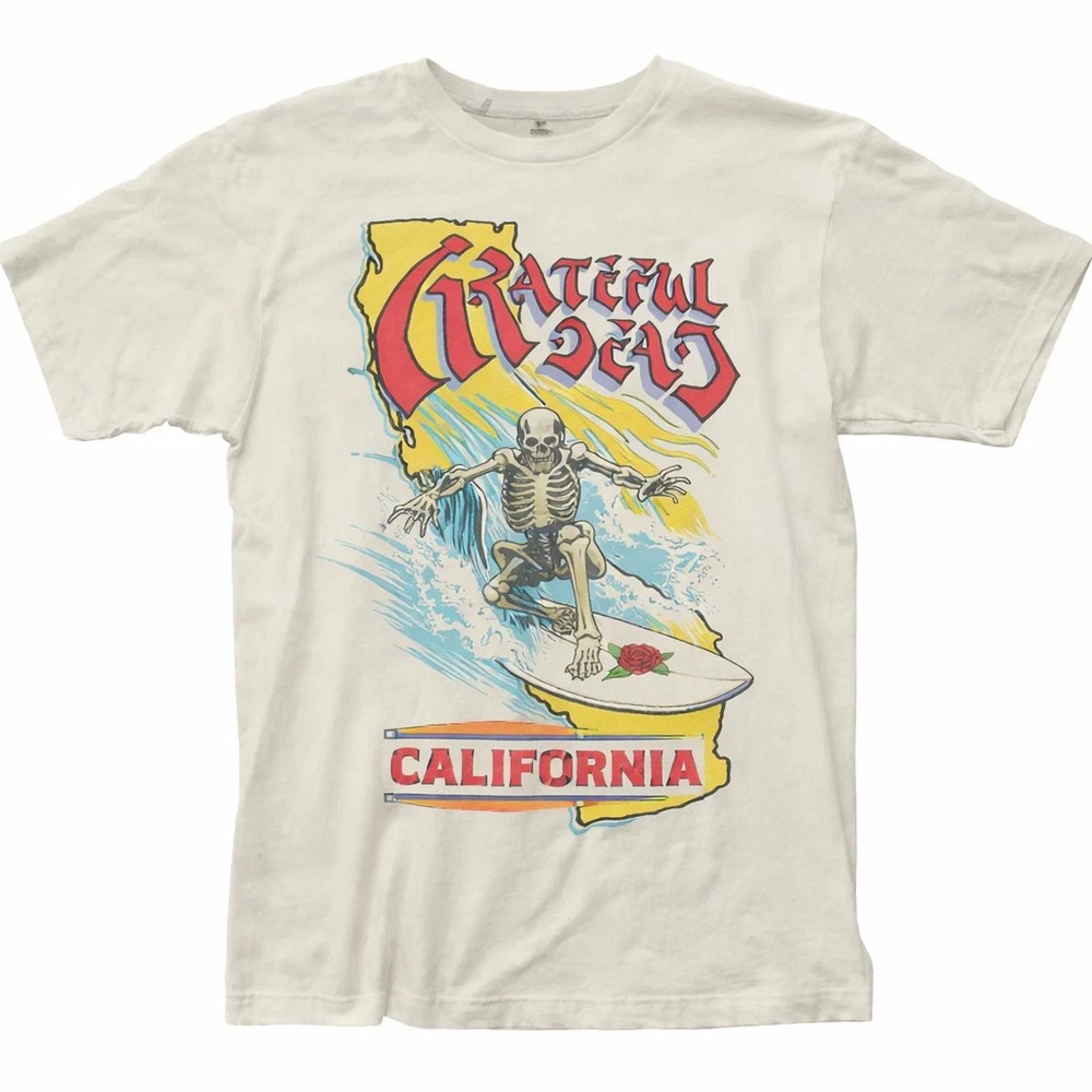 Vintage Skull Bear California Rock Band T-Shirt Unisex S-3XL White