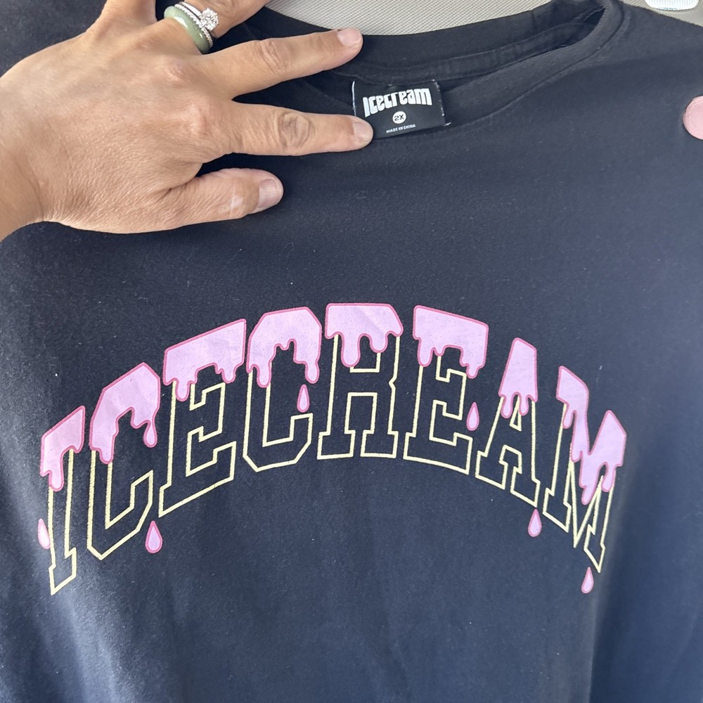 Ice Cream Billionaire Boys Club Black Graphic T-shirt Spellout 2XL