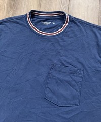Abercrombie & Fitch Men’s Sz Small Blue Pocket T-Shirt Striped Collar Crew Neck
