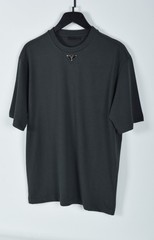 Prada Anthracite T-Shirt Medium Triangle Badge Short Sleeve Cotton