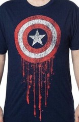 Marvel Captain America Battle-Worn Officially Licensed Navy T-Shirt Large