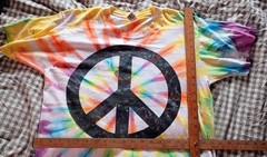 Peace Time Tie-Dye TShirt L Single Stitch Cotton T Shirt Stains 1990 Fruit Loom