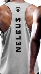NELEUS ‘Dry Fit Logo Muscle’ Mesh Tank Top Men’s L Gym Workout Exercise Grey NWT
