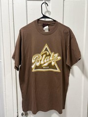 Blatz Beer Shirt Mens Large Brown Logo Triangle Promo Graphic Tee Roll Out