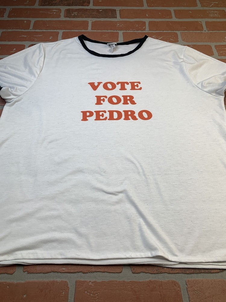 Napoleon Dynamite Men TShirt Size X-Large White Burn-Out Vote for Pedro Ringer T