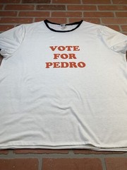 Napoleon Dynamite Men TShirt Size X-Large White Burn-Out Vote for Pedro Ringer T
