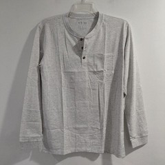 TacVAsen Mens Light Gray Long Sleeve Henley Pocket T Shirt Outdoor Sports Size M