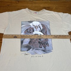 Vintage Alaska Bald Eagle T-Shirt Nature Tribal Art Graphic Biker Y2K XL