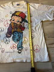 Vintage Betty Boop Peace Hip Hop Hippy 1993 Men XLarge USA 90s AOP Single Stitch