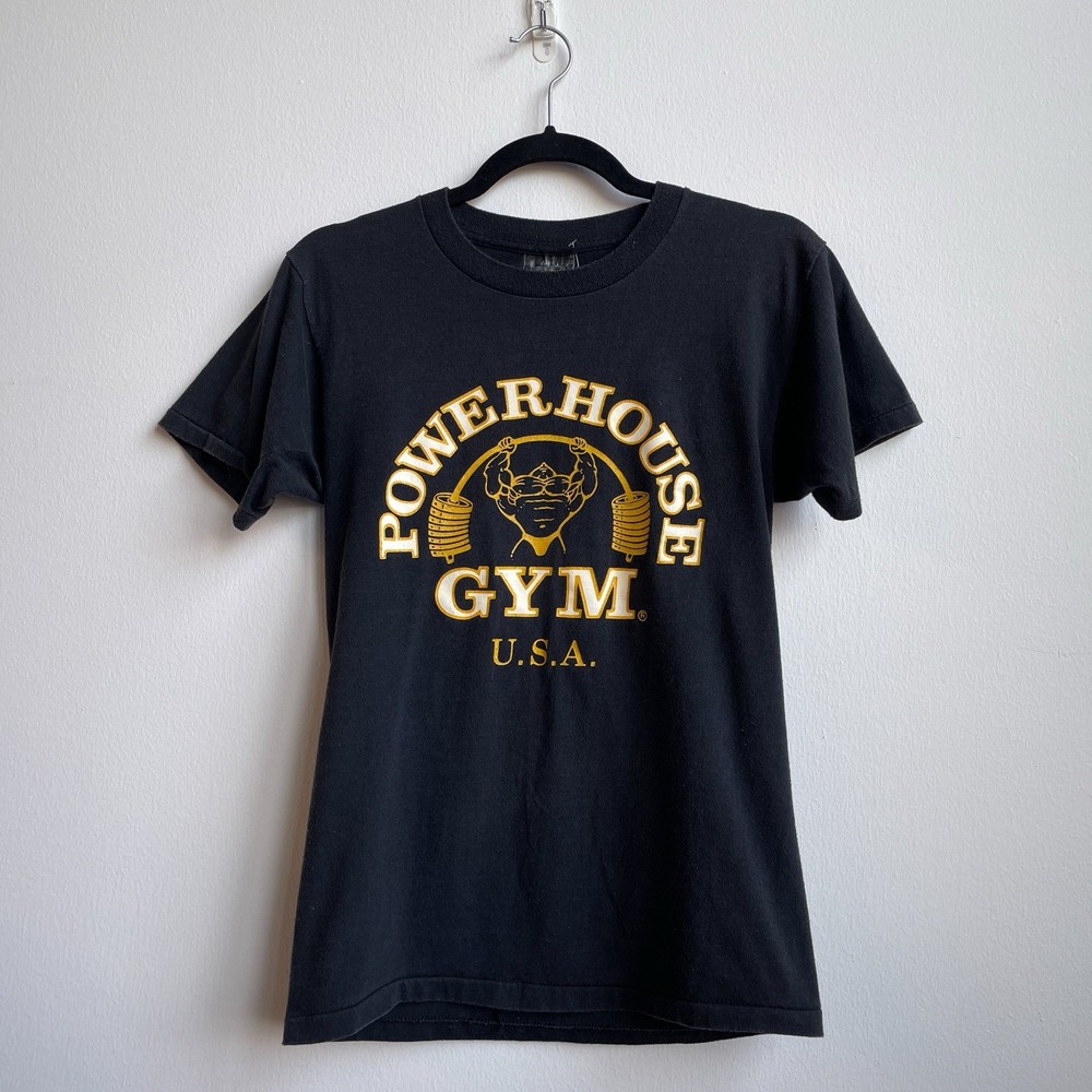 Vintage 80s Powerhouse Gym USA Double Sided Single Stitch T-shirt Size S Tag M