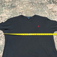 Vintage Single Stitch Polo By Ralph Lauren Black Vneck Tshirt XL