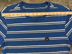 Men’s New T-Shirt Brooklyn Cloth M Blue Stripe Cotton Blend Crew Scoop Hem NWTs
