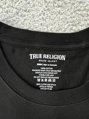 True Religion Metallic TR Seal Graphic Tee – Jet Black – Size Medium – NWT
