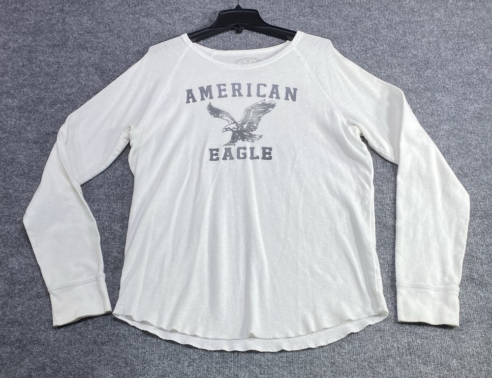 American Eagle Outfitters AEO Men’s Long Sleeve Waffle Knit Eagle Logo Shirt XL