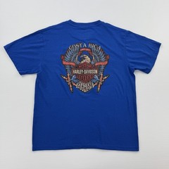 Costa Rica Eagle Graphic Tee Motorcycle Biker Blue Size L Cotton