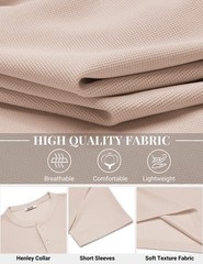 COOFANDY Mens Henley Shirts Short Sleeve Casual Button Textured T Shirt Basic…