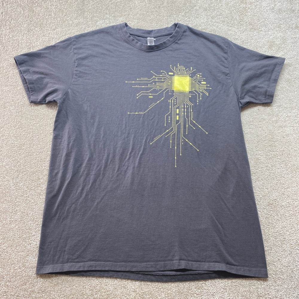 SOLS IMPERIAL Shirt Mens XL Gray Circuit Board Short Sleeve Graphic Tee