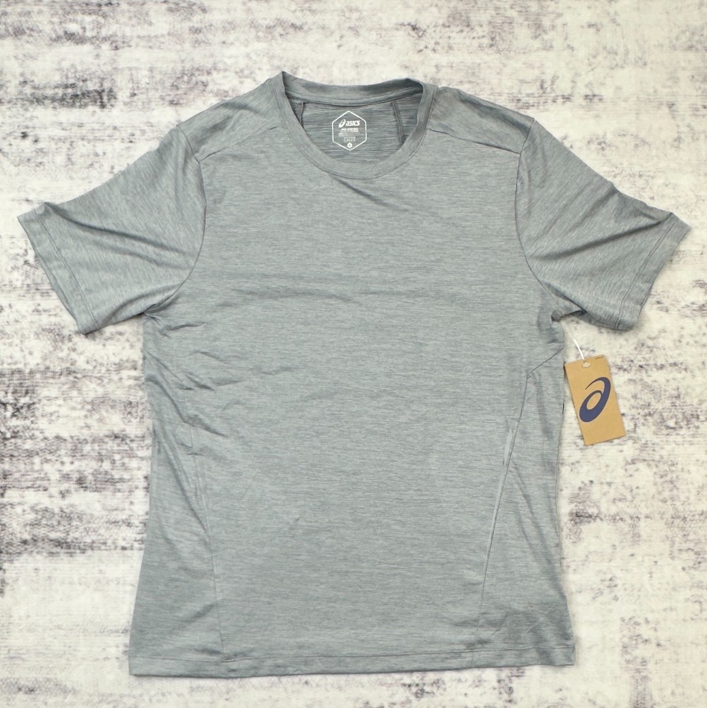 NWT ASICS Men’s Knit Spacedye SS Tee Small Gray Running Athletic MSRP $35