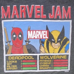 Marvel Deadpool Wolverine Men’s Black T-Shirt Size M Poly Cotton Rayon