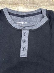 Cuddl Duds Mens Double Jersey Henley Shirt Mens Size L Black Long Sleeve QVC