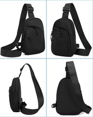 Black Small Crossbody Travel Sling Bag Waterproof Chest Phone Purse Mini