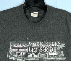 HARLEY DAVIDSON Hot Springs Arkansas WORK SUCKS LET’S RIDE Gray TANK TOP/SHIRT M