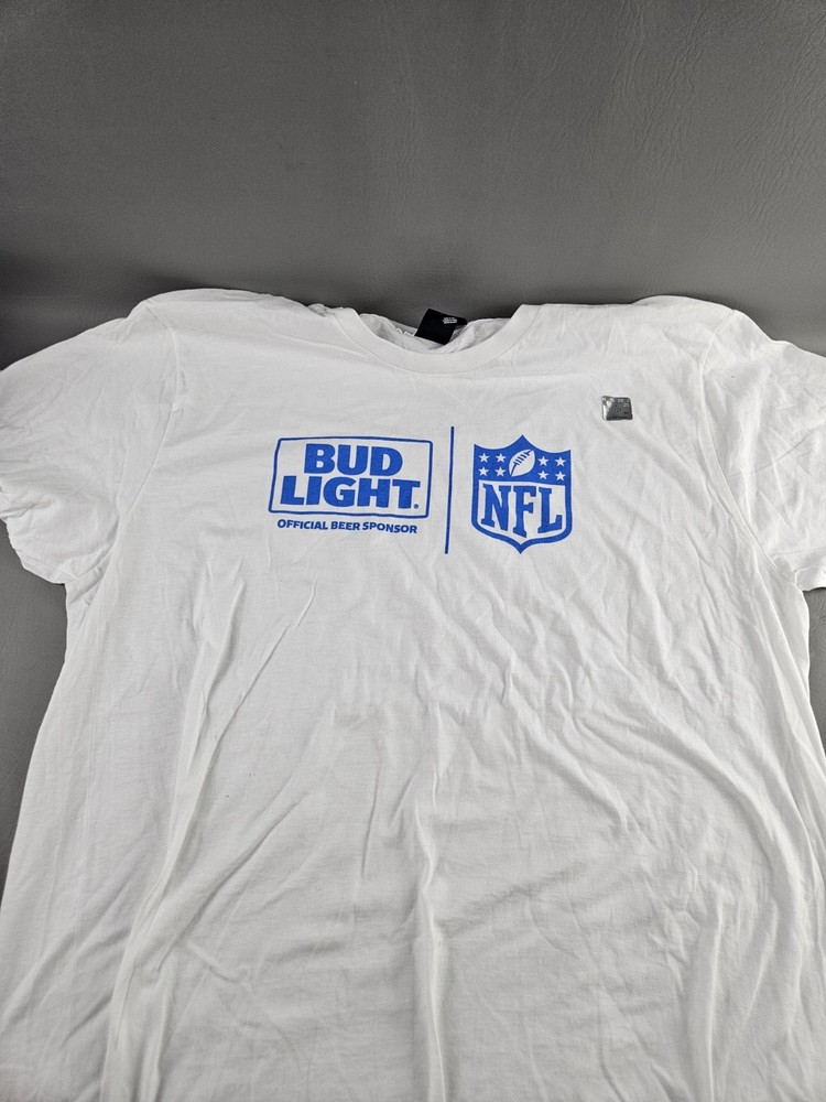 Bud Light NFL Official Sponsor T-Shirt Licensed Hanes 100% Cotton Size XL