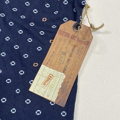 Hudson & Barrow Shirt Men’s Large Navy Geometric Short Sleeve Pocket Tee NEW