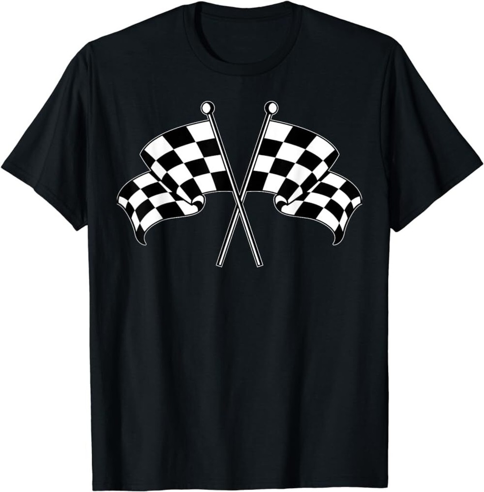 Car Racing Checkered Finish Line Flag Automobile Motor Race T-Shirt, Kid Adult