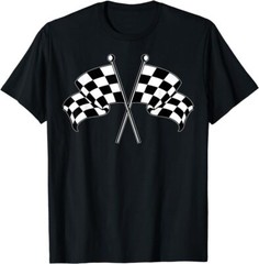 Car Racing Checkered Finish Line Flag Automobile Motor Race T-Shirt, Kid Adult
