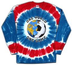 Soccer USA World Cup One World Tie Dye T-Shirt Jersey Short or Long Sleeve