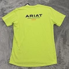Ariat Rebar Shirt Men L Short Sleeve Shirt T Tee Hi Vis Green Double Sided NWT