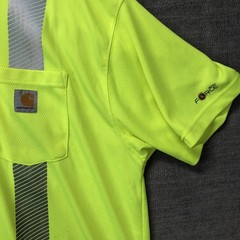 Carhartt Shirt Mens LT Yellow Hi Vis Reflective Pocket Safety Workwear Tee