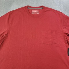 Eddie Bauer T Shirt Mens Large Red Legend Wash Crew Neck Pocket Casual NWT