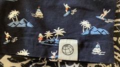 Free Planet Tee Shirt Men’s Medium Navy Stretch Surfer Island Boat Tropical