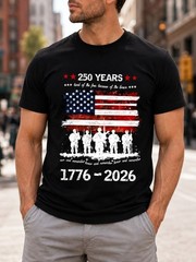 USA 250 Anniversary Print Vintage Short Sleeve Shirt Top