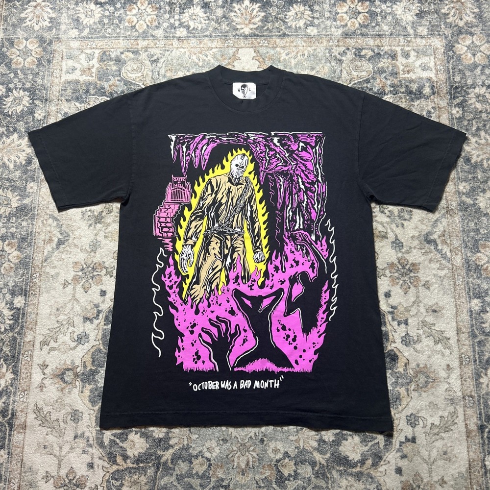 Warren Lotas October Was a Bad Month Graphic T-Shirt Size Medium Jason Vorhees