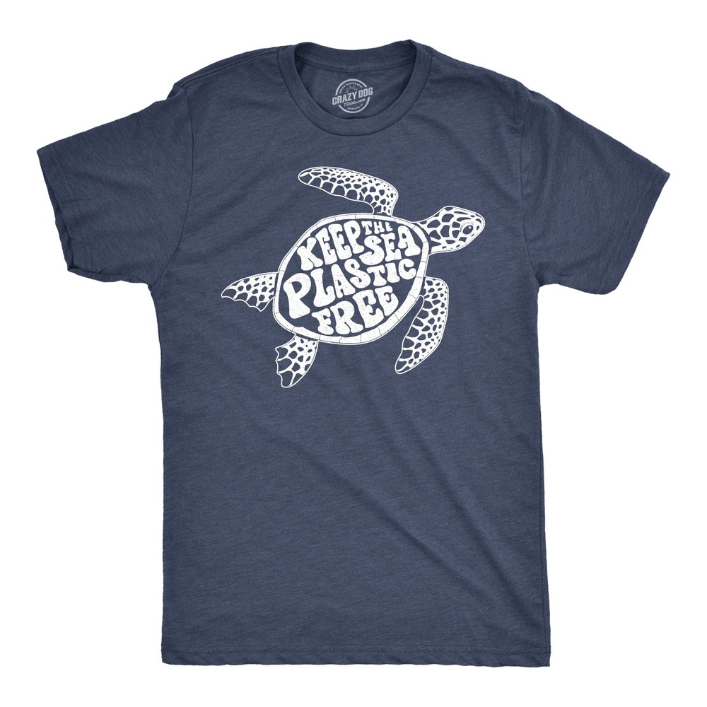 Mens Keep The Sea Plastic Free T Shirt Cute Sea Turtle Earth Day Tee