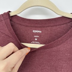 Sonoma Men’s Sz M Adaptive Collar T-Shirt Maroon Long Sleeve Tee NWT