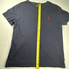 Polo Ralph Lauren Mens V-Neck T-Shirt Size M Navy Blue Cotton Classic Preppy Tee