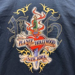 Vtg Y2K Planet Hollywood T Shirt Mens M New York Ink Tattoo Heart Knife Gtaphic