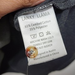 Lanky Llama Craftsman Henley Men’s T-Shirt L Tall Slim Fit Knit Gray Polycotton