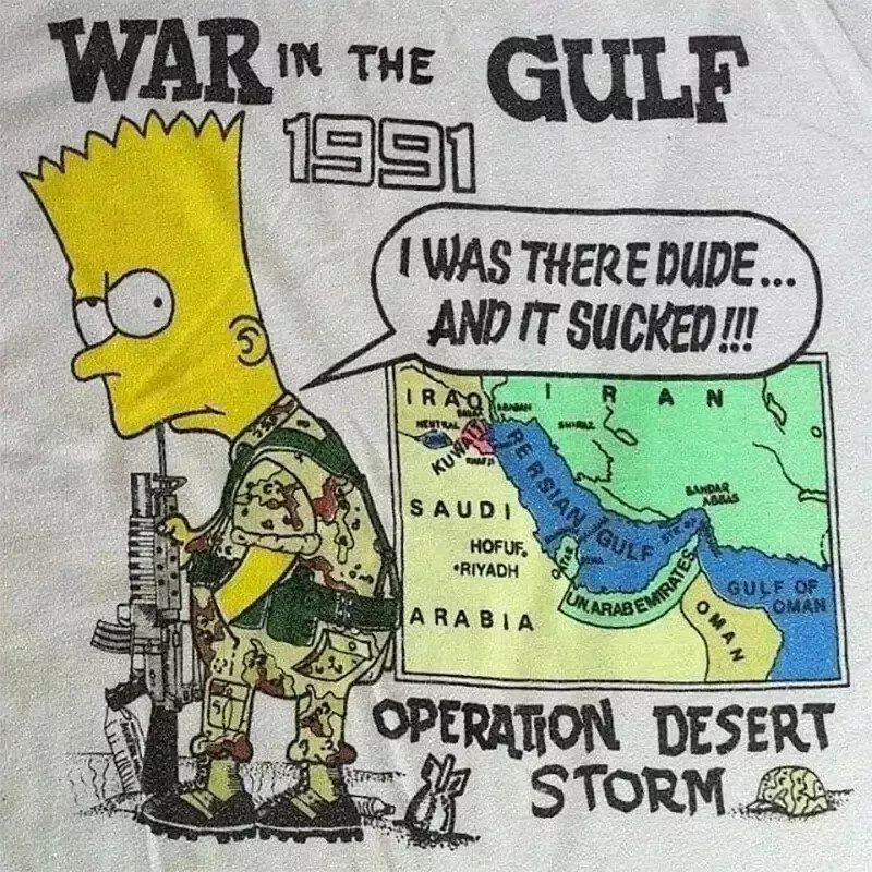 Bart Simpson War In The Guft White T-Shirt