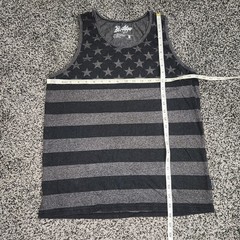 Brooklyn Cloth Stars & Stripes American Flag tank top Gray Blk Men S,Buckle USA